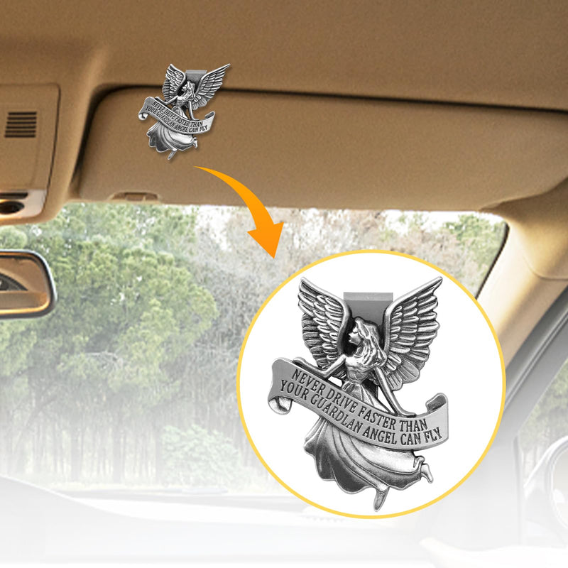 Guardian Angel Car Visor Clip, St. Christopher Medal for Car, Car Accessories Car Safety Gifts for New Drivers Teens Boys Parent Family Friends, New Car Gifts