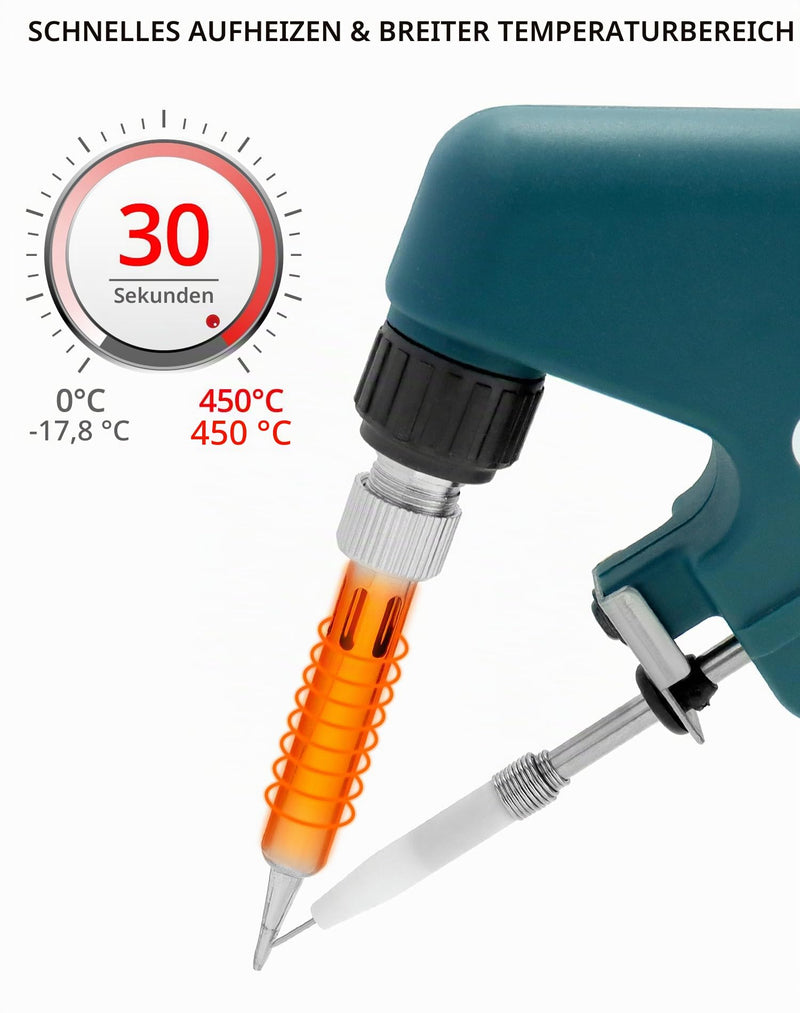 QWORK Soldering Iron Set - 60 W Soldering Gun with Soldering Wire, Desoldering Pump and 2 Tweezers, Quick Heating, Automatic Tin Supply