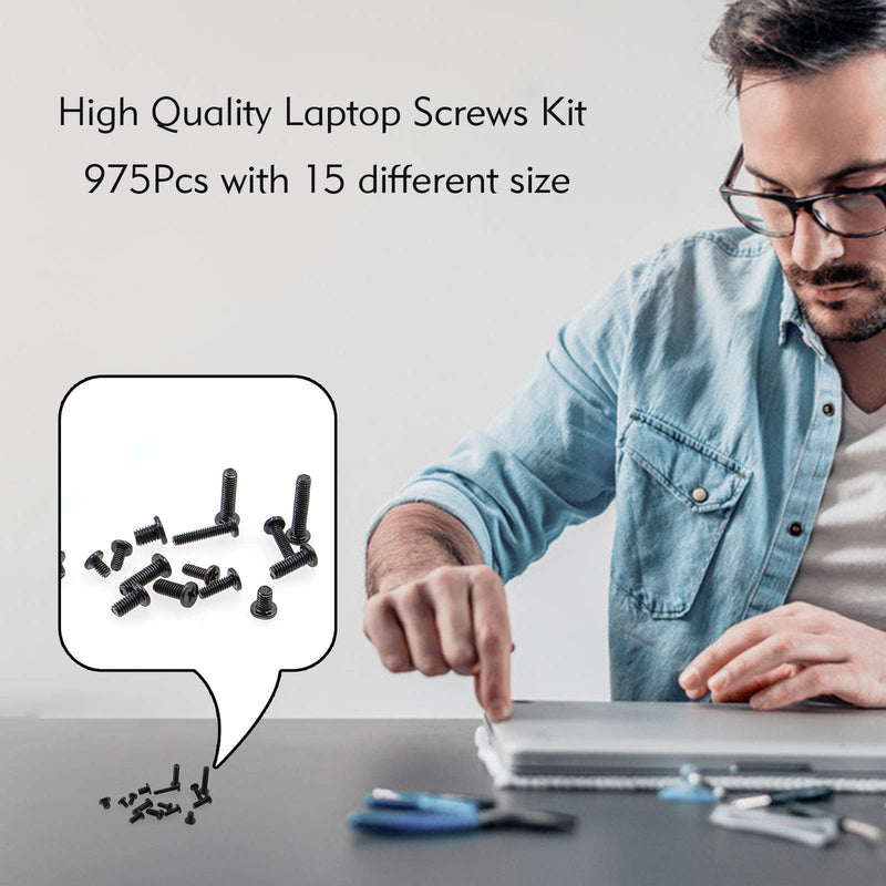 CO-RODE 900pcs M2 M2.5 M3 Laptop Computer Screws Kit Set for SSD IBM HP Dell Lenovo Samsung Sony Toshiba Gateway Acer Hard Drive SATA, (15-Size) 900
