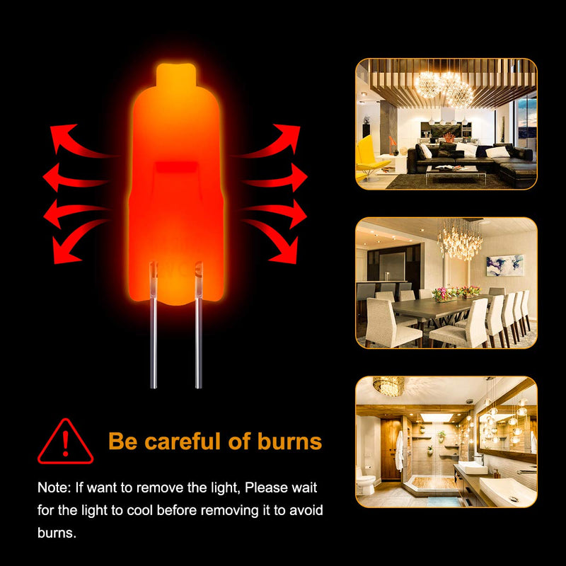 G4 halogen lamps, Techgomade 20 watt G4 halogen pin base lamp, 12V, 3000K warm white, dimmable, G4 base low voltage halogen 20w 10 pieces