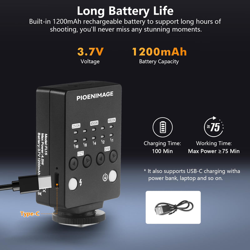 Camera Flash with Video Light, 2500K-6500K Mini Flash Speedlite, Adjustable Brightness Small Camera Speedlight, Universal Single Contact Hot Shoe Mount, Compatible with Canon/Nikon/Sony/Fuji/DSLR