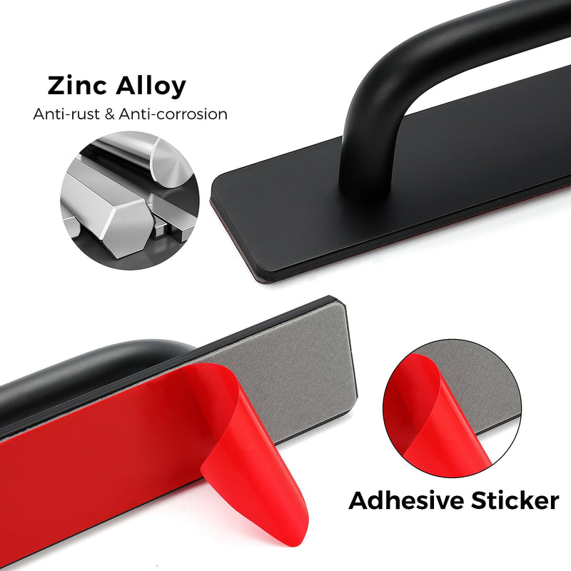 Ravinte Adhesive Cabinet Handles Self Stick Drawer Pulls Stick on Handle Black Cabinet Pulls No Drilling Push Pull Helper for Kitchen Cabinet Window Sliding Closet Door Handle - 8.35", 4 Pack 8.35 in Length