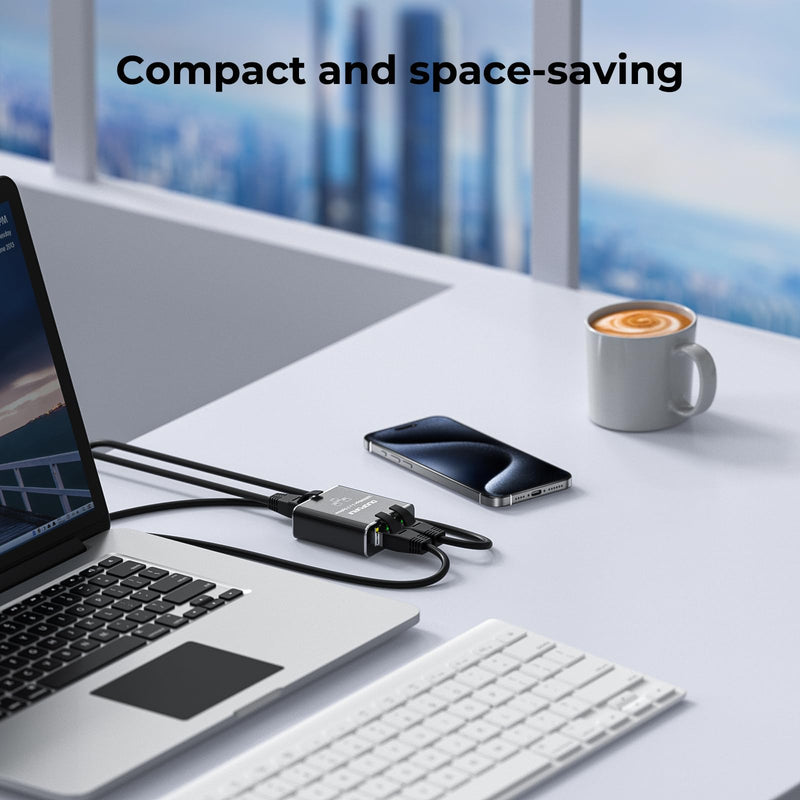 Ethernet Splitter 1 to 2,1000Mbps High Speed Network Splitter,LAN Splitter 2 Port with USB Power Cable,for Cat 5/5e/6/7/8 Cable [2 Devices Simultaneous Networking] (Ethernet Splitter 1 to 2) Ethernet Splitter 1 to 2