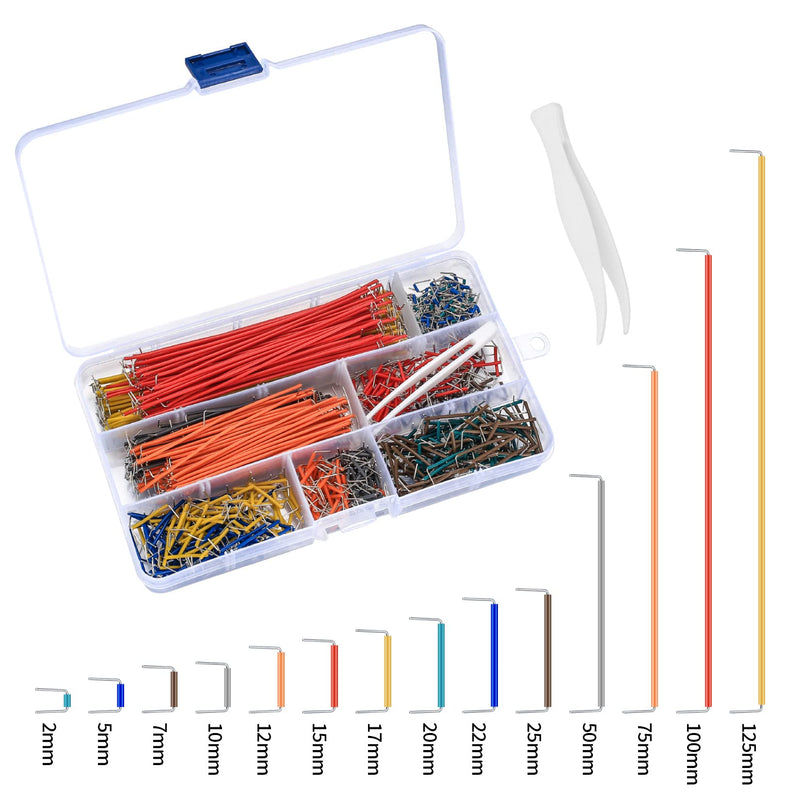 840 pieces breadboard jumper wire set, electronics breadboard jumper wire jumper set, jumper cable wires kit male to male 14 different lengths assorted, with plastic clips