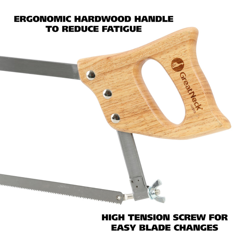 GreatNeck BUS18 Bone Saw 18 Inch, Game and Meat Saw, Solid Steel Frame, High Carbon Blade, Hardwood Handle, Meat Processing Equipment 18-Inch Complete Saw