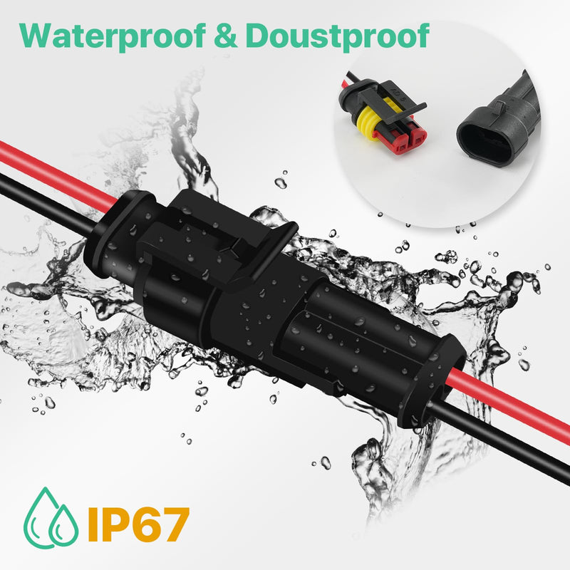 2 Pin Waterproof Electrical Connectors，18 AWG Male and Female Wire Connectors，12v Plug Connector，Suitable for Connecting Weak Current Lines Such As Cars, Motorcycles, and Ships(5 Pack)