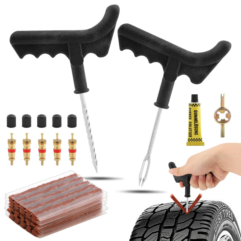 49pcs Tire Repair Kit, Heavy Duty Tire Plug Kit, Universal Tire Repair Tools to Fix Punctures and Plug Flats Patch Kit for Car, Jeep, Truck, Motorcycle, Tractor, ARB, ATV, SUV, RV