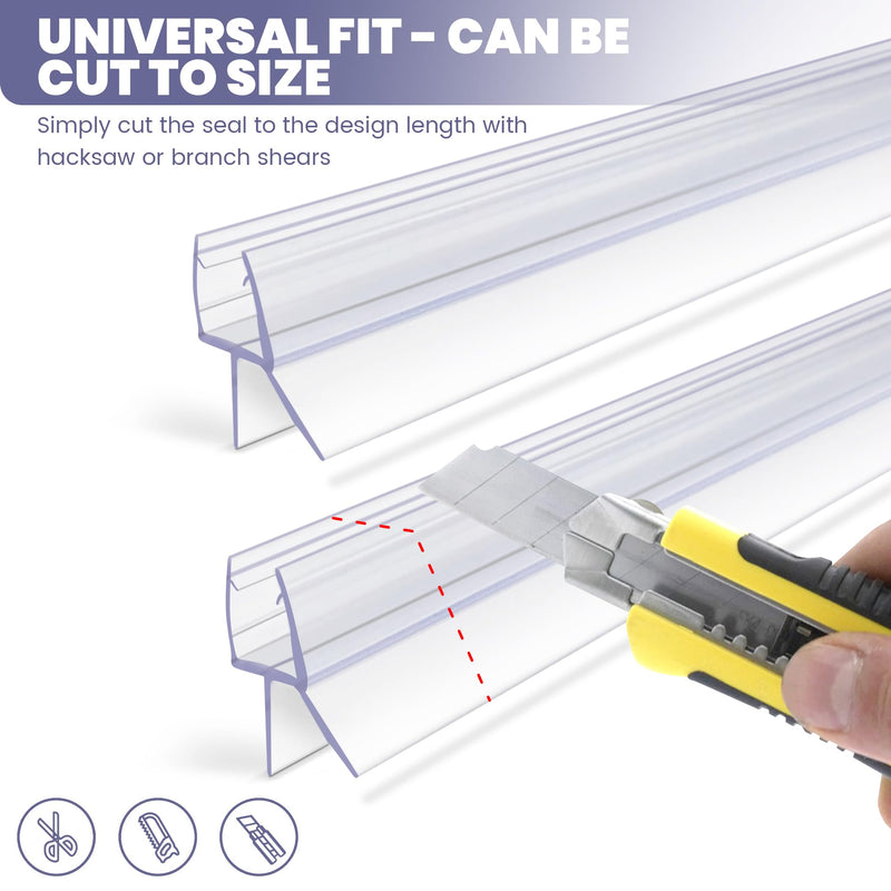 Frameless Shower Door Bottom Seal Strip for 1/4"(6mm) Thick Glass, Super Clear 36 Inch Long 2PCS Shower Door Seal, to Water Block for 6mm glass,36 inch long