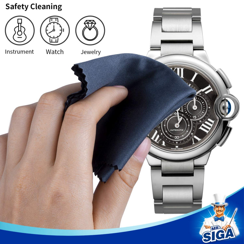 MR.SIGA Premium Microfiber Cleaning Cloths for Lens, Eyeglasses, Screens, Tablets, Glasses, 6 Pack, 6 x 7 inches (15 x 18 cm) Navy/Gray 6 Pack-6 X 7 inch