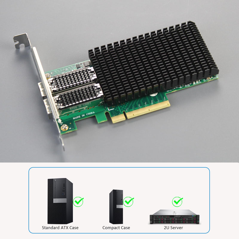 GLOTRENDS ST7369 2-Port 25Gb SFP28 Server Network Card with Mellanox ConnectX-4 Lx EN Controller, PCIe 3.0 X8 Interface, RDMA Over Converged Ethernet (RoCE), Not Infiniband