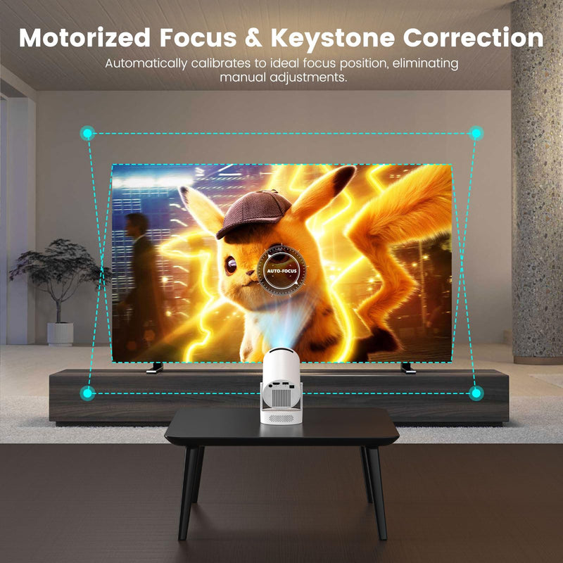 Mini Portable Projector with WiFi and Bluetooth, 4k 1080P Video Projector Support 5w Sound Base Speaker, 200 ANSI, 210° Rotation, Auto Vertical Keystone for Home Bedroom Outdoor, HY300 Ultra