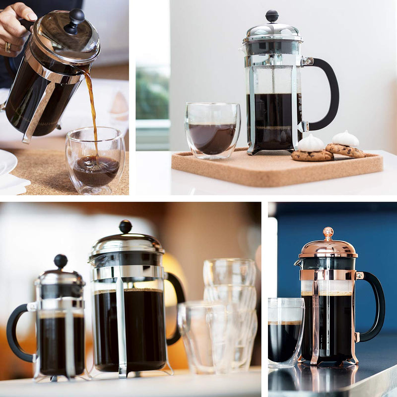 Bodum 34oz Chambord French Press Coffee Maker, High-Heat Borosilicate Glass, Stainless Steel, Black – Made in Portugal 34 oz