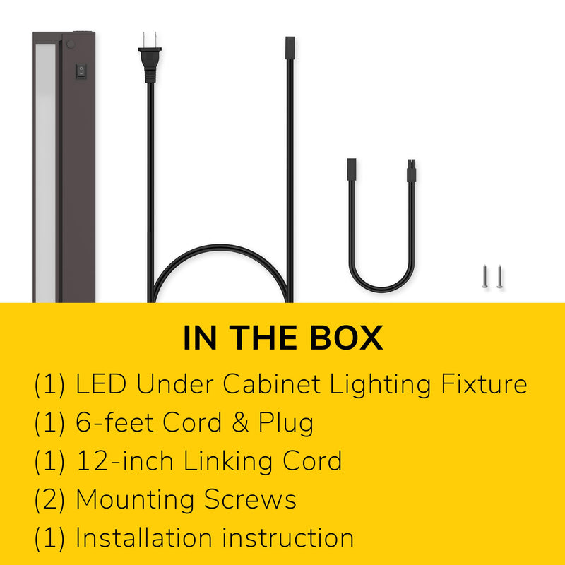 GETINLIGHT 16-inch Swivel LED Under Cabinet Lighting, 2 Color Levels, 2700K/4000K, Dimmable with Wall Dimmers, Plugged-in Only, Bronze Finished, IN-0109-4-BZ 16 Inch