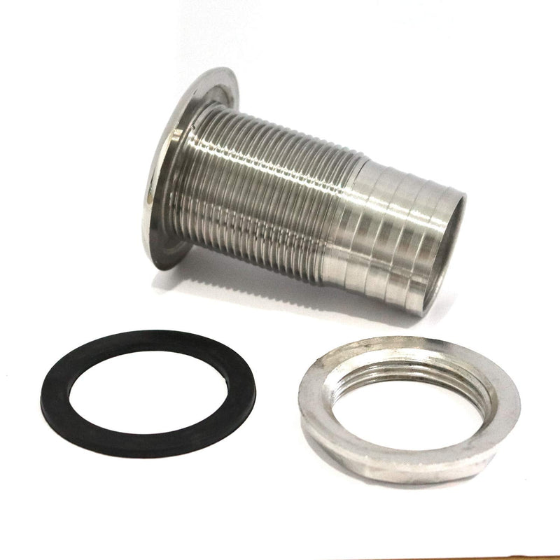 NRC&XRC Marine Grade Stainless Steel Barbed Short Straight Thru-Hull with Nut&Custom Gasket for Boat、RSV 1"ID