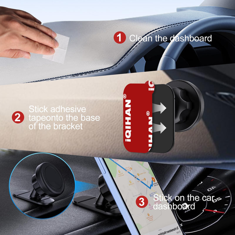 Sticky Adhesive Tape Replacement for Car Dashboard Magnetic Phone Mount Holder Base, 8pcs Rectangle Heat Resistance Double Side-Tape Sticker Pads for Magnet Car Phone Cradle & Windshield Dash Cam