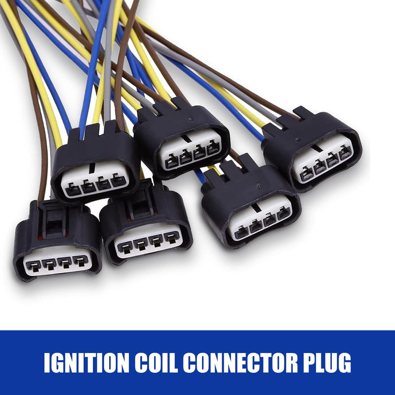 Pack-6 Ignition Coil Connector, 90980-11885 Plug Harness Replacement, High Voltage Package Plug, Accessory Wiring Harness, Compatible with Lexus (Black)