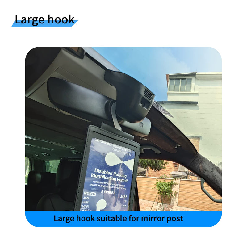 Yuoyar Portable Handicap Placard Holder for Auto - Ultra Transparent Handicapped Placard Holder Protector Hanger Sleeve - Placard Holder for Disability Parking (Black) black