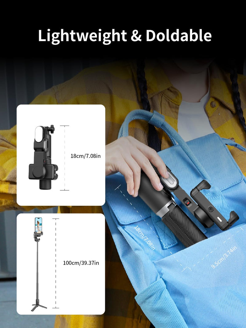 Gimbal Stabilizer for Smartphone, 2-Axis Phone Gimbal w/360° Rotation for iPhone/Andriod Sefie Stick Tripod w/Auto Face Tracking and Wireless Remote for TIK Tok YouTube Vlogging-M1 Pro Black