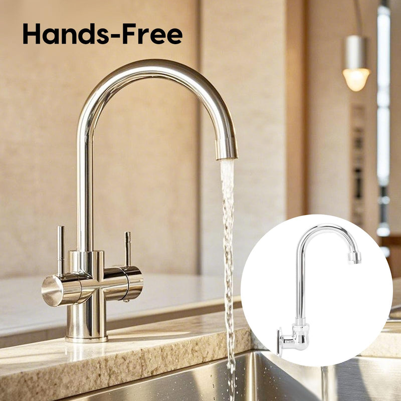 Topyond Foot Pedal Faucet Stainless Steel G1/2 Thread Wall Mounted Knee Valve Basin Foot Pump Water Faucet, for Home Hospital Railway Station Factory