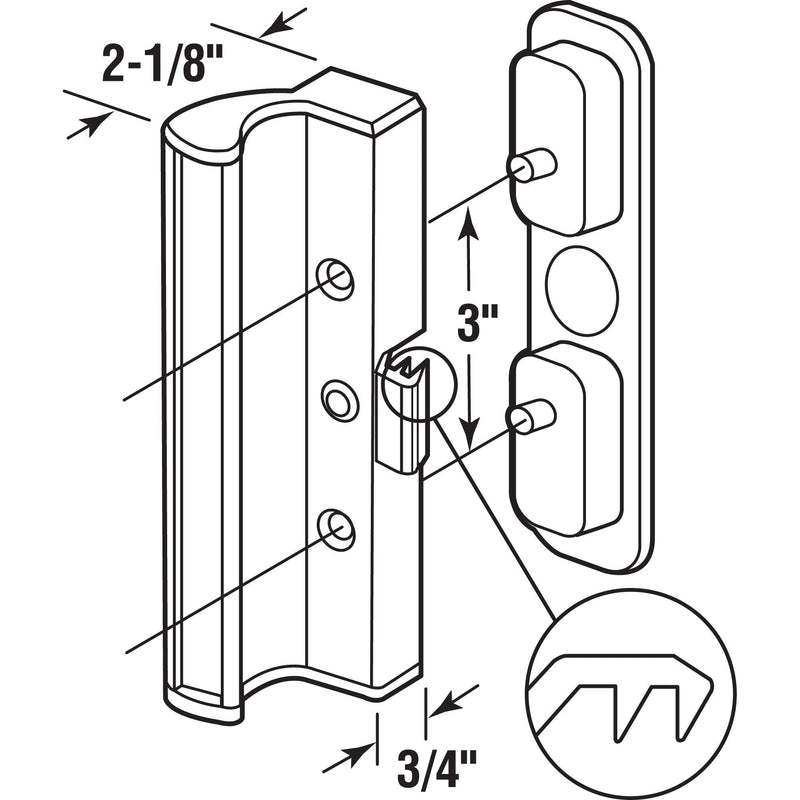 Prime-Line C 1202 Sliding Door Handle, White, Single Pack | Aluminum and Diecast, Clamp Style