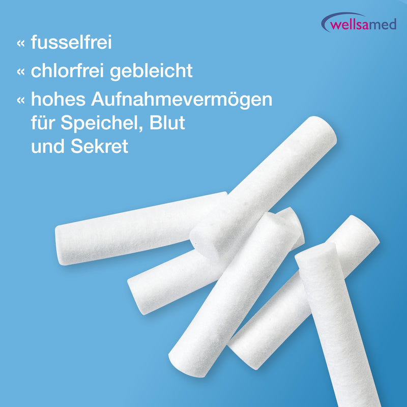 wellsamed wellsaroll Toothed Cotton Rolls Size 1 (8 mm), 300 g Dental Cotton Rolls, 100% Cotton Cotton Rolls Bright White