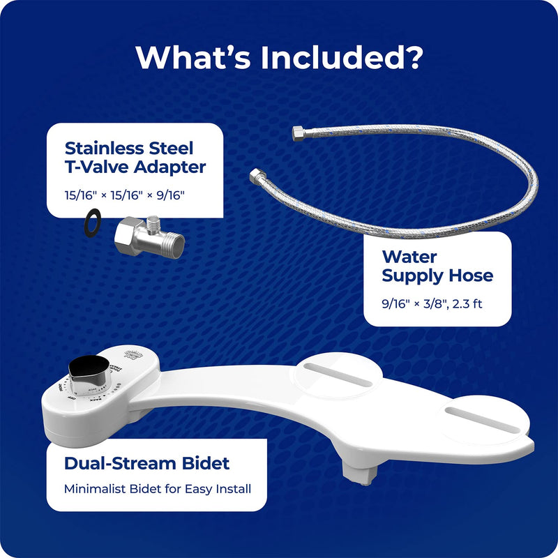 Squatty Potty Refresh-it Dual Stream Fresh Water Bidet Toilet Seat Attachment Non Electric 17 x 4.5 x 9.8 inches