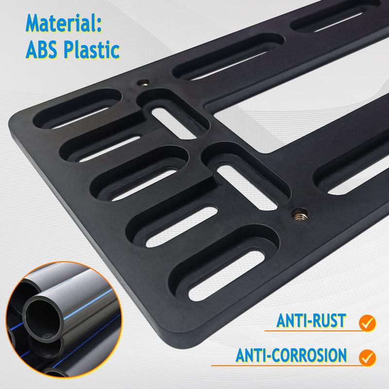 Aootf Front License Plate Bracket Holder - Universal Front Bumper License Plate Mounting Kit, 2 Drill Holes Car Tag Adapter with Anti Theft Stainless Steel Screw Bolt Caps Black Bracket