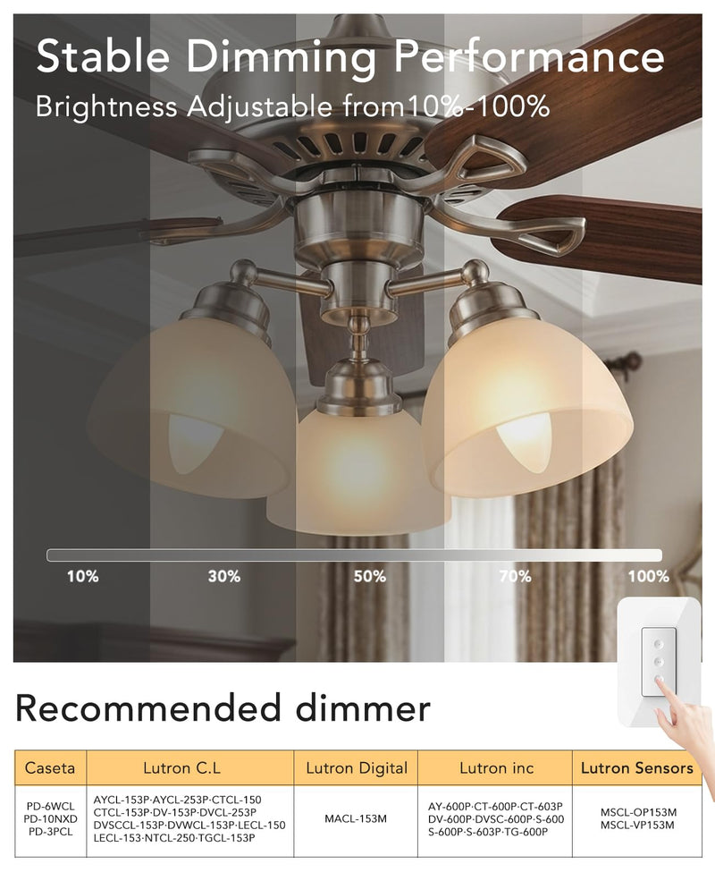FELCO Dimmable Led Chandelier Light Bulbs, E12 Candelabra Bulb 60 Watt Equivalent, 5.5W Frosted B11 Led Filament Candle Lights for Chandeliers, 500LM Bright, 2700K, 12Pack 2700k Warm White 12 Pack