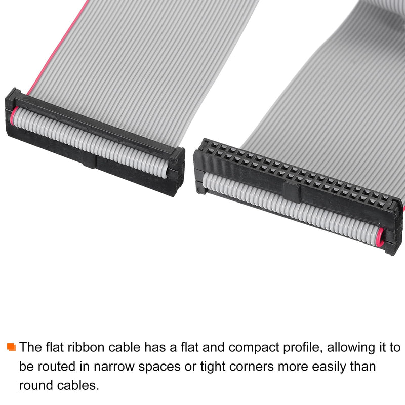 MECCANIXITY IDC 40Pin Flat Ribbon Cable, 2.0mm Pitch FC to FC Connector 30cm Length Grey Jumper Wire for Computer LED Display DVD, 2Pcs 40 Pin
