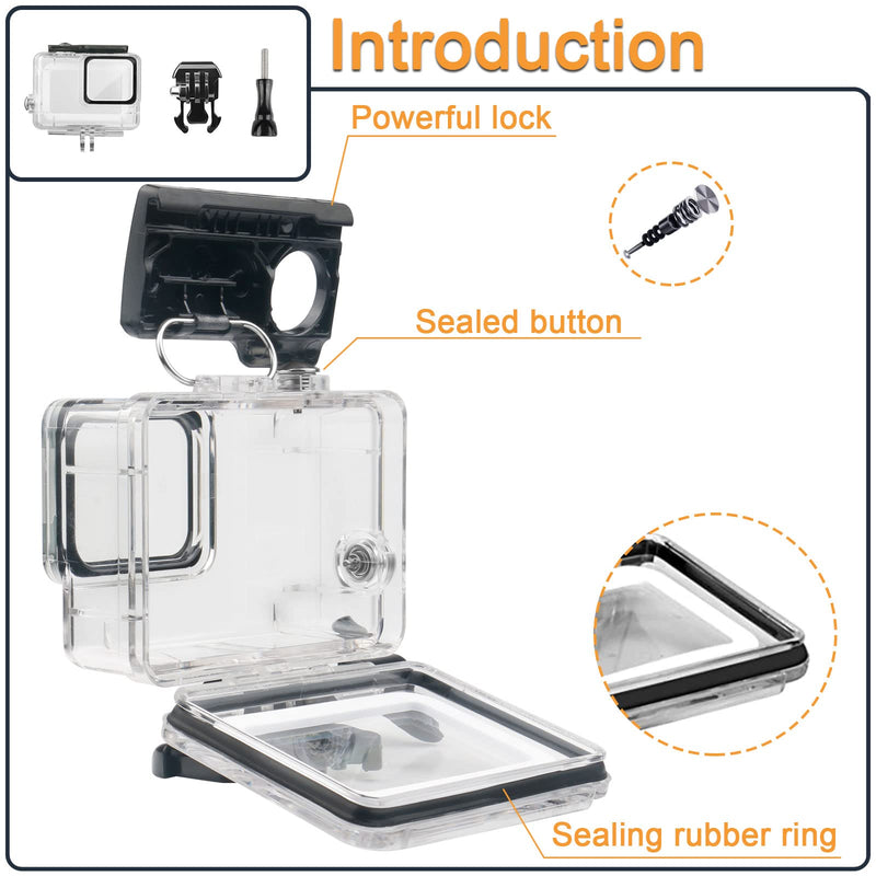 Waterproof Housing Case for GoPro Hero 5 6 7 Black, Protective Underwater Dive Shell with Bracket for Go Pro Hero5 6 Hero7 Black Action Camera Accessories Kit