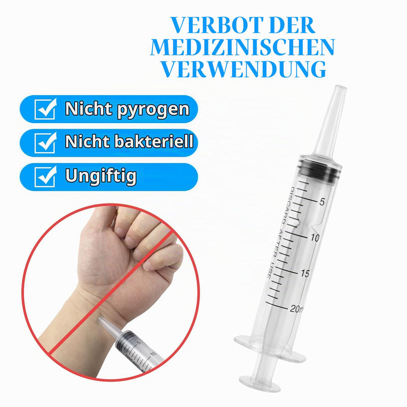 20 ml Large Capacity Syringe, Reusable Liquid Plastic Syringe with Tube for Liquids, Oil or Glue Applicator, Pet Feeding, Plant irrigation Labor&Science Use | Wiederverwendbare, Inkl.6x30cm Transparenzschlauch & Adapter für Labor, Industrie, Fabriken, ...