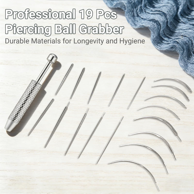 Zidoley Piercing Insertion Aid Set, 19-Piece Insertion Aid Accessories, 14G 16G 18G 20G Piercing Needles and Ball Unscrewers, Changing Aid Tool for Ear, Nose, Lip, Belly, Tongue