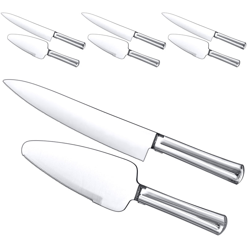 Amazing Abby Plastic Cake Knife and Server Set (Set of 4), Acrylic Cake Cutting Set, 11-Inch Knife and 10-Inch Server, Good for Cake, Pie, Pastry, Great for Birthday, Party, Wedding, and More 4-Pack