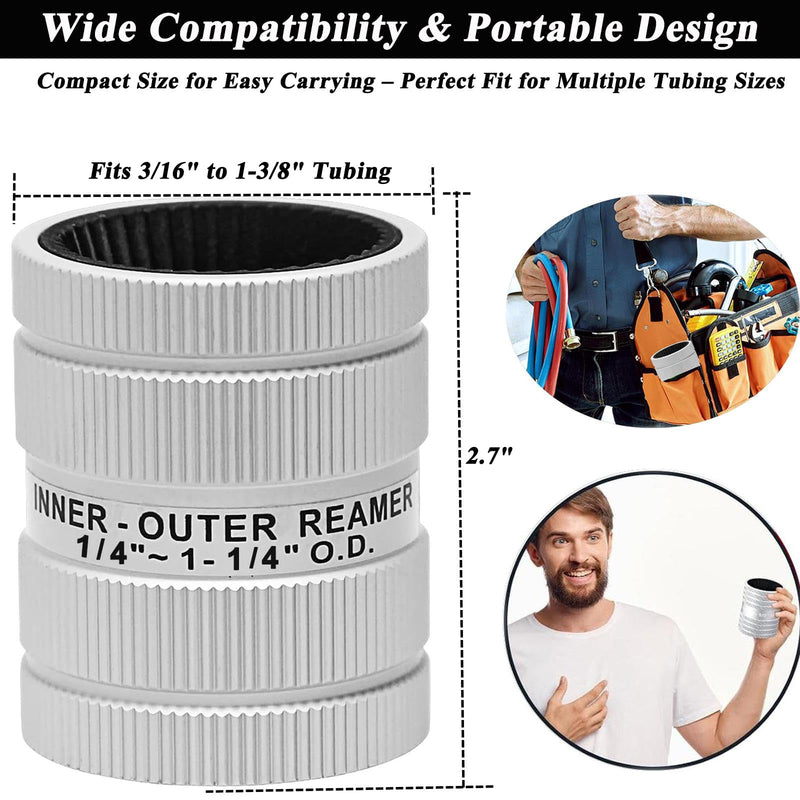 Wisamic Pipe Reamer Tool, 1/4" to 1-1/4" Inner/Outer Deburring Tool for Copper, Stainless Steel, PVC, Aluminum – Plumbing Chamfering Tool for Tubing Prep