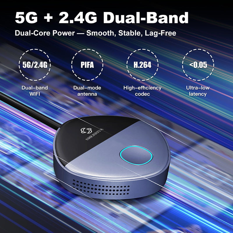 USB‑C Wireless Transmitter Only, Requires Receiver, 328FT, 0.05s Low Latency, 2.4G+5G Dual‑Band, Plug & Play, Mirror & Extend Display for Laptop, Tablet, Smartphone USBC TX