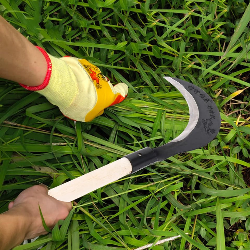 Yardwe Gardening Grass Manganese Steel Long Handle Weeding Tool for Easy Cultivation Sharp and Durable Hand Scythe with Comfortable Grip for Weeding