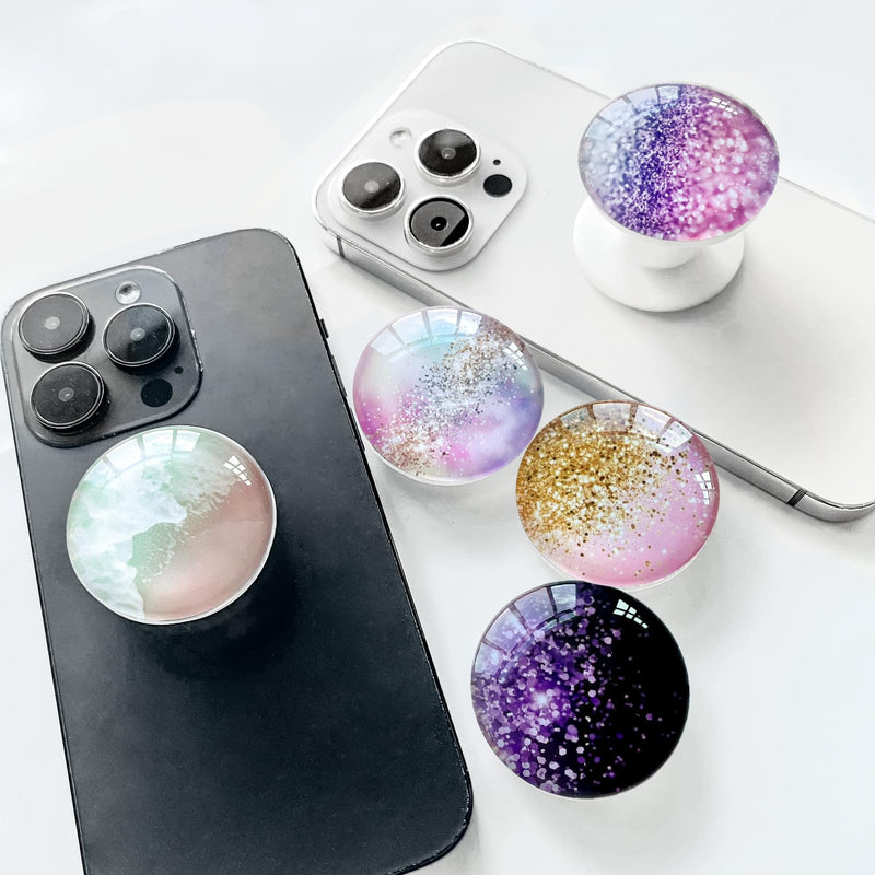 Clear Crystal Glitter Collapsible Expandiing Moblile Phone Grip Stand Holder for Smartphones and Tablets Cell Phone Accessory (Colorful Glitter) Colorful Glitter