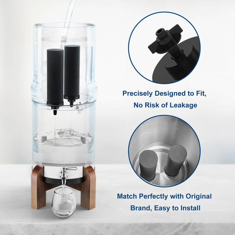 Water Filter Replacement for Berkey, Black Purification Elements, Activated Carbon Filters, Compatible with Berkey Gravity Water Filter System, Pack of 2 2 Black