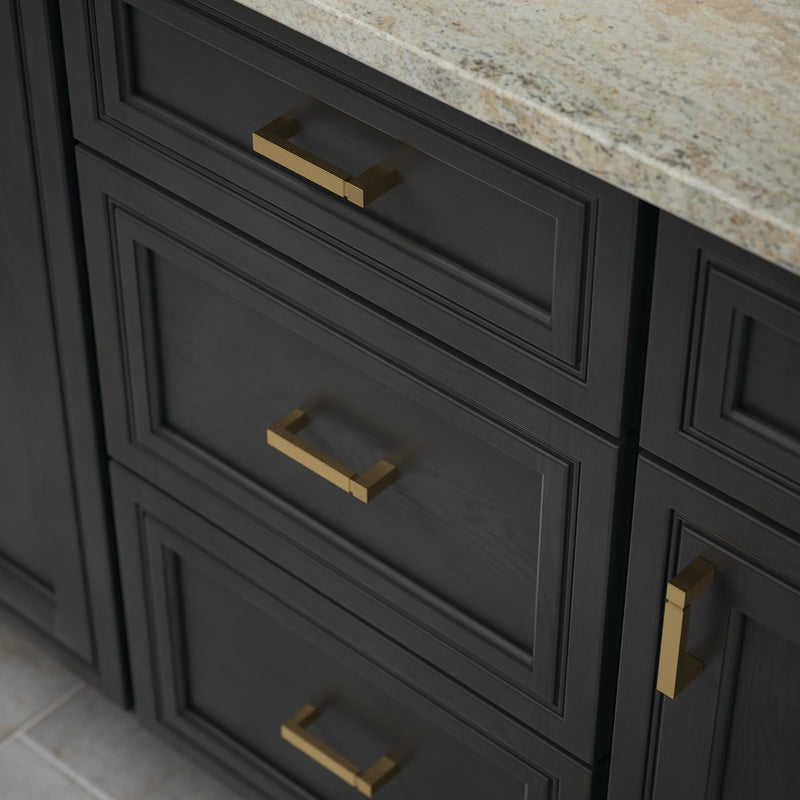 Franklin Brass (10-Pack) – Modern Gold Cabinet Handles, 3 Inch Hole Center, Modern Pulls for Drawers, Kitchen Cabinet Door, Dressers | Asymmetric 3 in (76 mm)