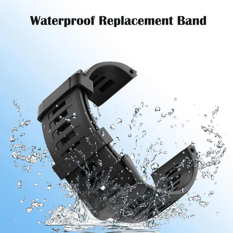 2 Pack Waterproof Band Compatible with Garmin Instinct, 22mm Soft Silicone Replacement Watch Strap for Garmin Instinct 2 / Instinct Esports/Solar/Tactical black+black