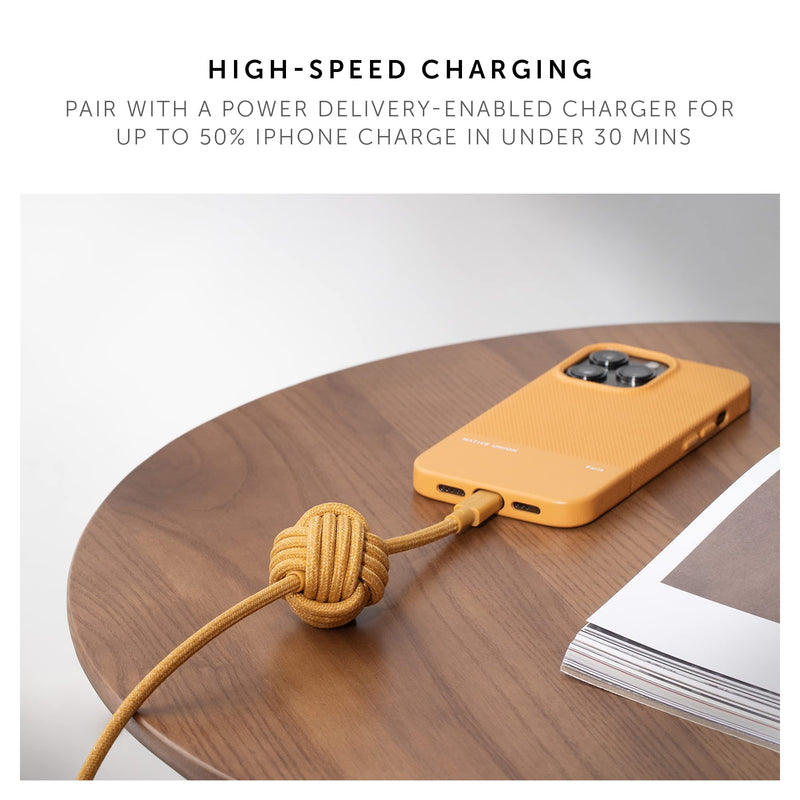 Native Union Night Cable - 10ft Ultra-Strong Reinforced Durable USB-C to Lightning [MFi Certified] Charging Cable with Weighted Knot Compatible with iPhone 14, iPhone 13 and Earlier (Kraft) Kraft