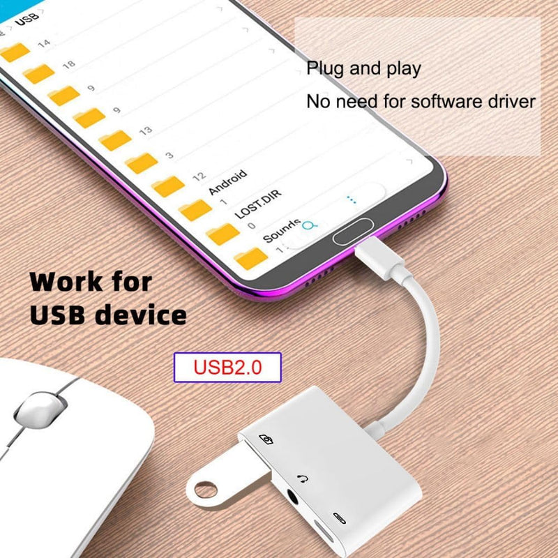 PNBACE USB C to USB Adapter,3 in 1 USB Adapter for iPad+USB C to 3.5mm Audio Adapter+USB C Headphone Adapter with Charging, Compatible with Most Type-C Phones,iPad Pro,Laptops