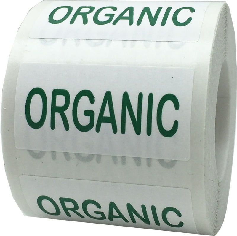 White with Green Organic Rectangle Stickers, 3/4 x 1.5 Inches in Size, 500 Vibrant Labels on a Roll for Product Labeling and Organization - Made in the USA