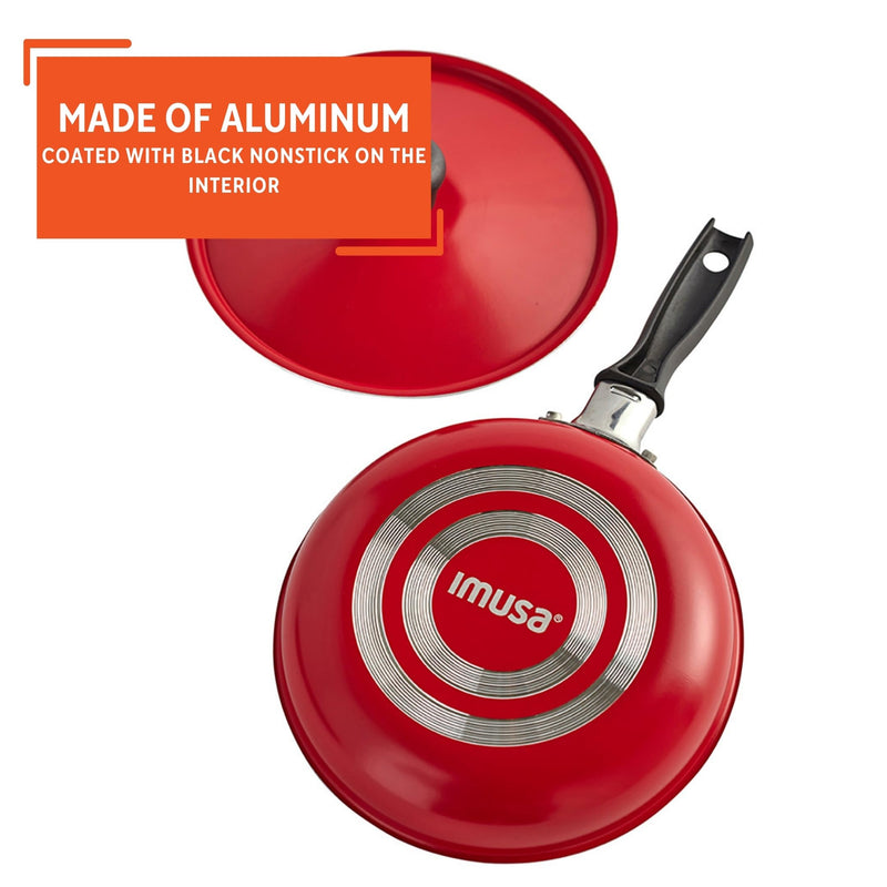 Imusa Casserole with Lid and Handle, STD, Black, Red or Blue (pack of 2) STD (Pack of 2)