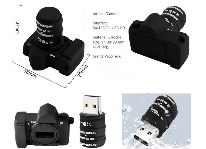 128GB Cartoon Lovely Camera USB Flash Drive Cute Novelty Memory Stick 128GB