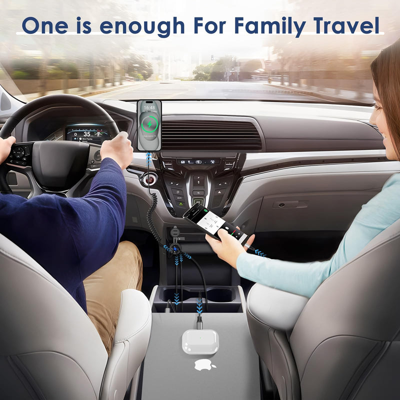 【Upgraded Version】 78W 12V USB Outlet Qidoe 4 Port Dual 30W PD & Dual Quick Charge 3.0 Aluminum USB 12V Charger Socket with Voltmeter USB C to USB C Cable Coiled 3FT Cord for Car Boat Marine RV