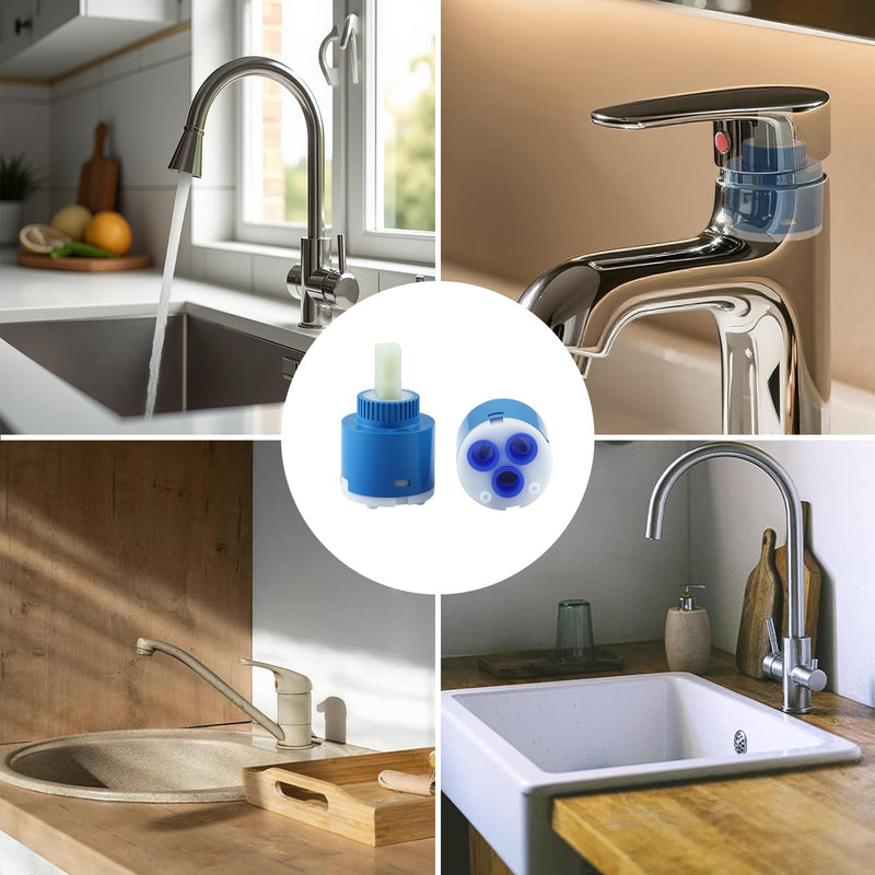Pack of 2 Tap Cartridge, 35 mm Ceramic Cartridge Fittings Sink Accessories Ceramic Cartridge Replacement Cartridge for Kitchen Tap Mixer Tap Bathroom Faucets Bidet Faucets Shower Fitting