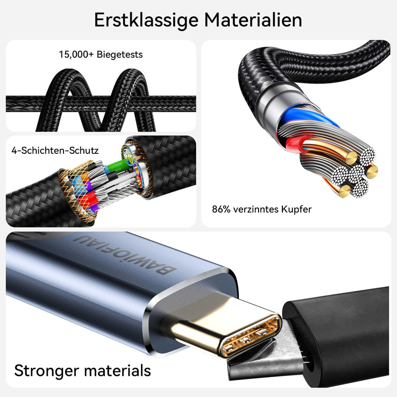 Long 10FT usb c to usb c Extension Cable Compatible with Thunderbolt 4, high Speed 40gbps Data Transfer,USB4 type c Male to Female Extension Cable,240W Fast Charging,8K@60Hz 4K@120Hz Video Display. 10 ft