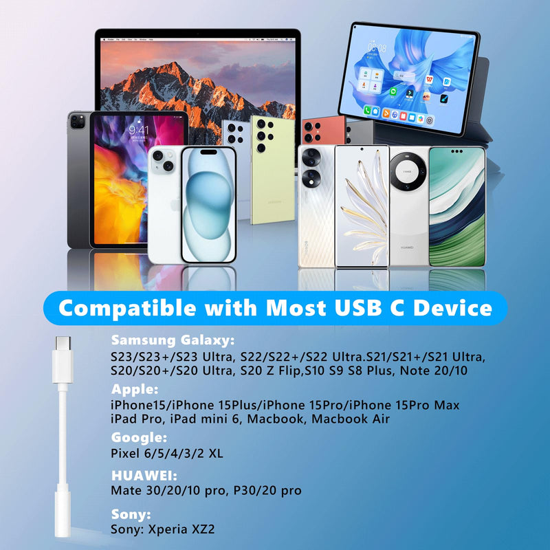 [MFi Certified] USB C to 3.5mm Headphone Jack Adapter for iPhone 15,2Pack Headphone Adapter for iPhone 15 Aux Audio Dongle Compatible with iPhone 15/15 Plus/15 Pro/15 Pro Max,Galaxy S23 S22 Ultra
