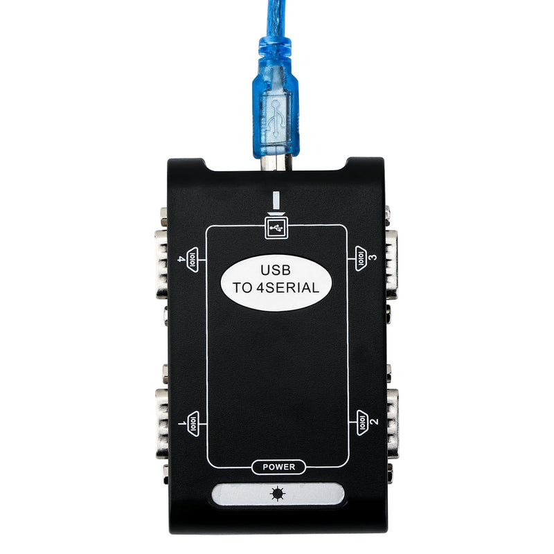 USB to RS232 Serial Adapter with ASIX Chipset USB to DB9 4-Port Male Serial Converter for Windows 11,10,8,7,Vista,XP,Linux
